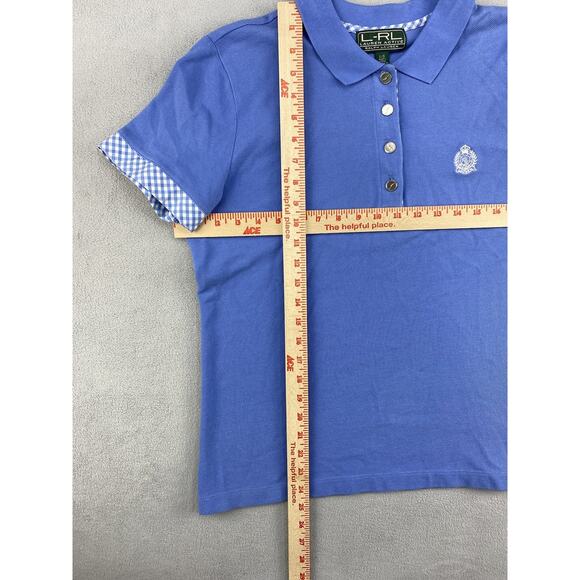 Lauren Ralph Lauren Polo Shirt Women Large Blue Button Golf Golfer Active - Picture 7 of 11